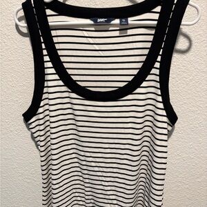 Lands' End Black and White Striped Tank Top